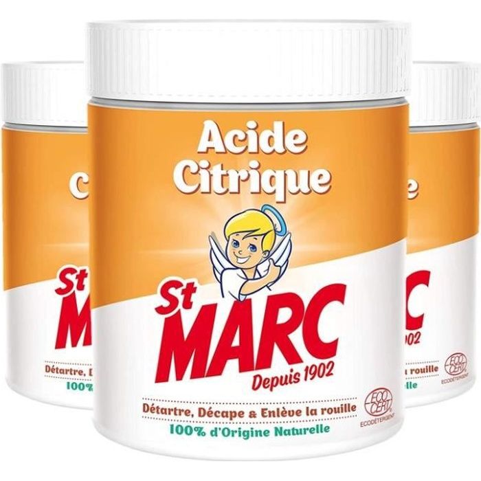 St Marc Acide Citrique Nettoyant Multi-Usage 100% dOrigine Naturelle 500g Lot de 3