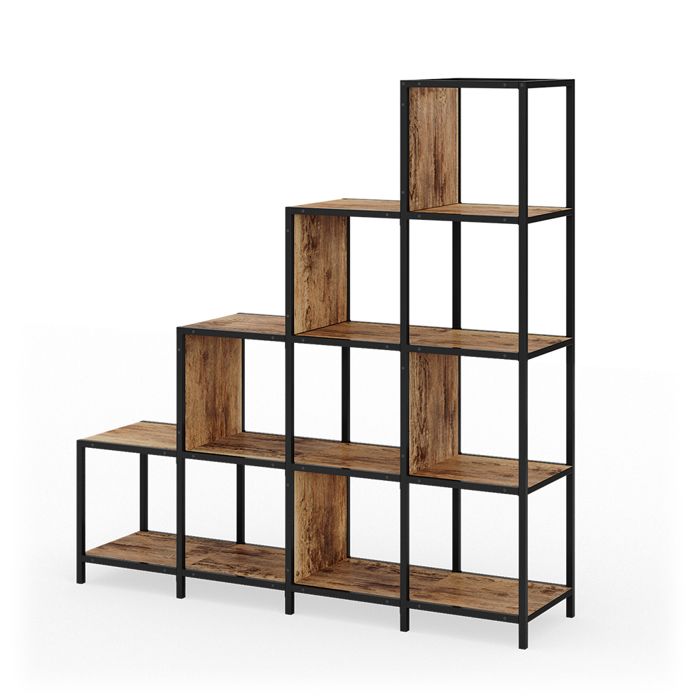 Bibliothèque étagère escalier cloison séparateur meuble de rangement 6  compartiments pour bureau salon chambre 97,5
