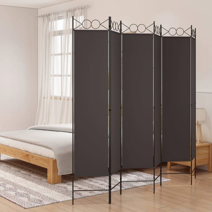 vidaXL Cloison de séparation 6 panneaux Marron 240x200 cm Tissu 350159