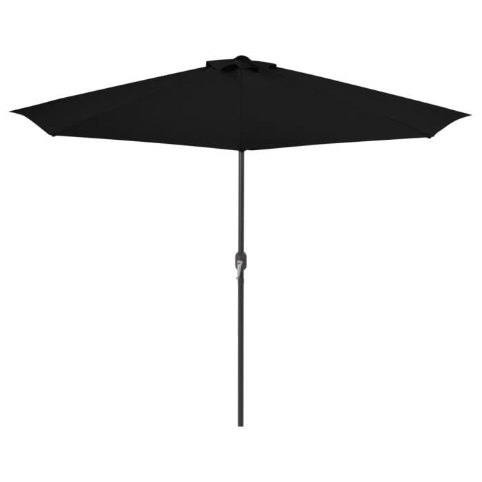 Parasol - VINGVO - Demi YIN - Aluminium Noir - 300x150x253cm - Mât Droit