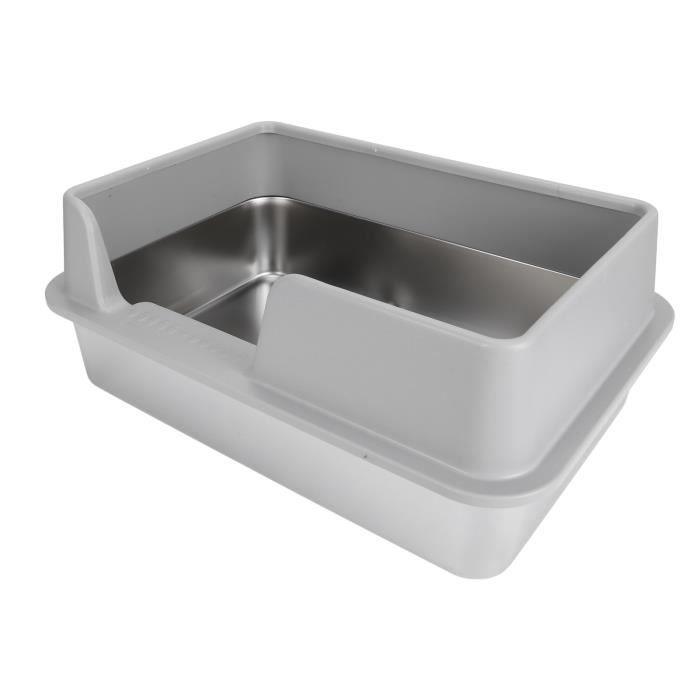 Meilleurs prix pour Bac à litière - Vvikizy - Acier inoxydable - Côtés hauts - Conception anti-éclaboussures - Facile à nettoyer