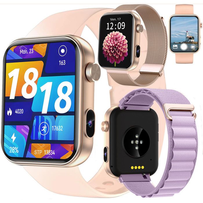 Montre Connectée Sport XTRADITECH Caméra Vidéo Appel Bluetooth Dictaphone Stock Musique Compatible Casque TWS IPS 191 Carrée - vue 2