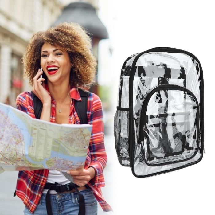Pack 3 Sacs à Dos Transparents Elfinfi - Sangle Réglable - Imperméable PVC - Pour Sport, Plage, Voyage