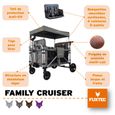 Chariot de transport enfant - FUXTEC Family Cruiser - Gris Premium - Banquettes amovibles - Homologué EN1888-1