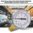 Barre TS-50 de manomètre de pression d'eau de filtre de station thermale de piscine mini 0-60 psi 0-4-1