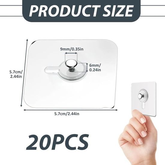 Vvikizy Crochets Sans Trou Crochets Adhésifs Ronds Sans Trous, 4 Pièces, Pour Manteau De Salle