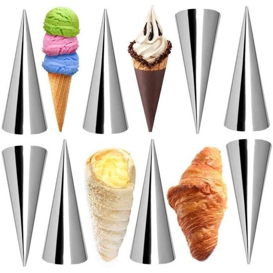 Cone Patisserie Inox Lot De 20 Moules à Cannoli En Forme De Corne De Crème Avec Brosse De Nettoyage Cone Inox Tube Inox