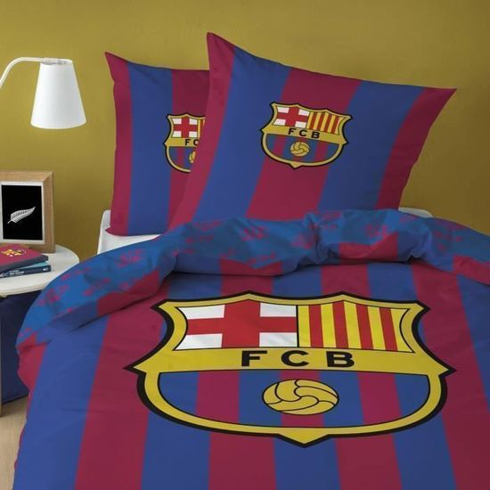 Parure De Lit 3 Pièces FC Barcelone - Housse De Couette + Taies D'oreiller - Impression 3D Football - Microfibre Douce - 10