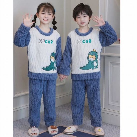 Pyjamas En Polaire Pour Garçons, Ensemble 4T, Chaud Pour L'Hiver Et L'Automne, Ensemble De 7 Pyjamas, Hauts Et Pantalons Doux, Veste Pour Bébé Garçon Avec Poches