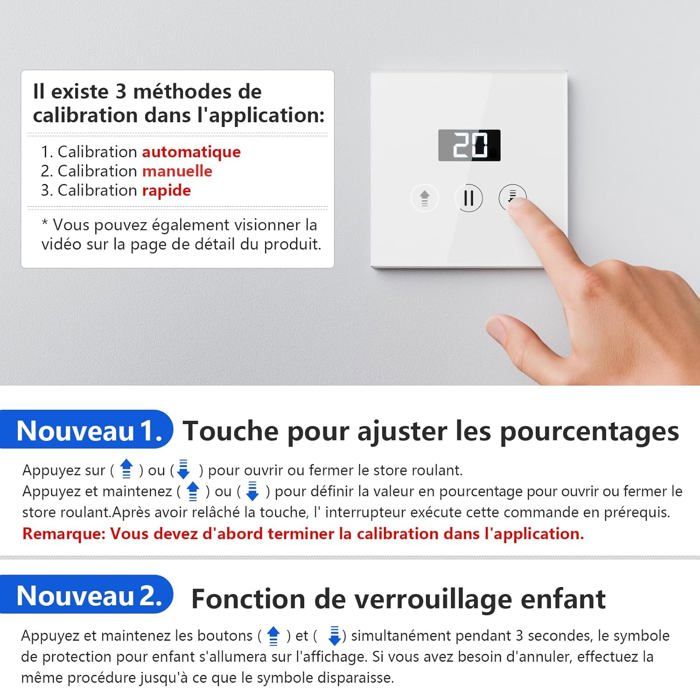 Nastopee Interrupteur Volet Roulant Connecté, Interrupteur Tactile De