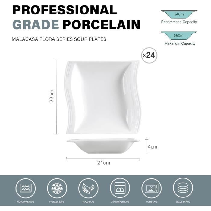Assiettes Plates 26 Cm 6 Assiettes Plates Carrées 26cm MALACASA Flora - Porcelaine Blanche Micro-ondes Et Lave-vaisselle Vaisselle Micro-ondable Assiettes Plates 26 Cm 6 Assiettes Plates Carrées 26cm MALACASA Flora - Porcelaine Blanche Micro-ondes Et Lave-vaisselle Vaisselle Micro-ondable