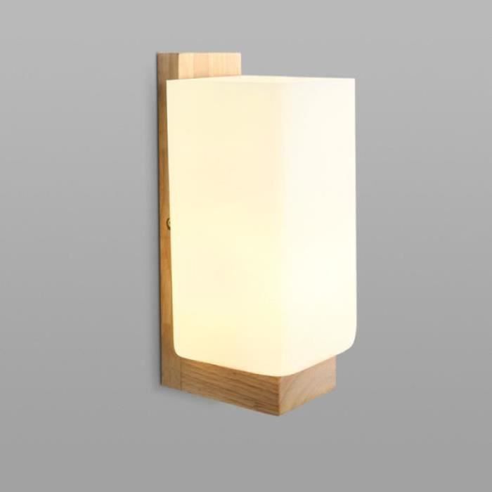 Applique Murale Moderne En Bois Et Verre – Lot De 2 Lampes E27 Pour Chambre, Salon Ou Couloir