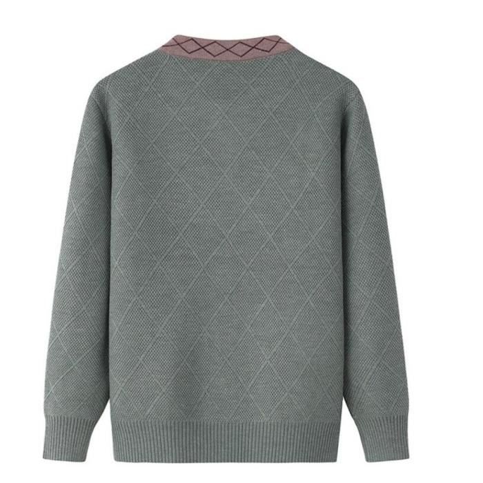 Mode Cardigan Pour Personnes Agees D Age Moyen Pull Tricote Patchwork Raye Col Rond Poches A Manches Longues Pull Femme Green Cdiscount Pret a Porter