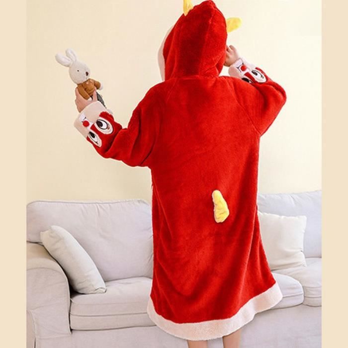 Pull à capuche en polaire femme Sweatshirt Robe chemise de nuit