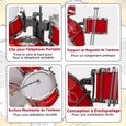 DREAMADE Kit de Batterie Enfants avec 5 Tambours, 2 Cymbales, Clavier à 8Touches, Microphone, Lumineux , Cadeau Enfants 3Ans+,-2