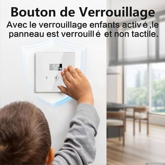 HEUXGIR Interrupteur Connecté Pour Volet Roulant – 80x80 Mm, Contrôle En Pourcentage, Compatible Alexa/Google/Smart Life – Fil Neutre Requis, Lot De 2
