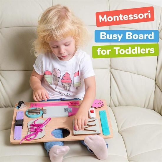 Vanplay Montessori Busy Board Volant Voiture Enfant Jouet en Bois Jeux  Educatif Jouet Enfant 2 3 4 Ans Garçons Fille