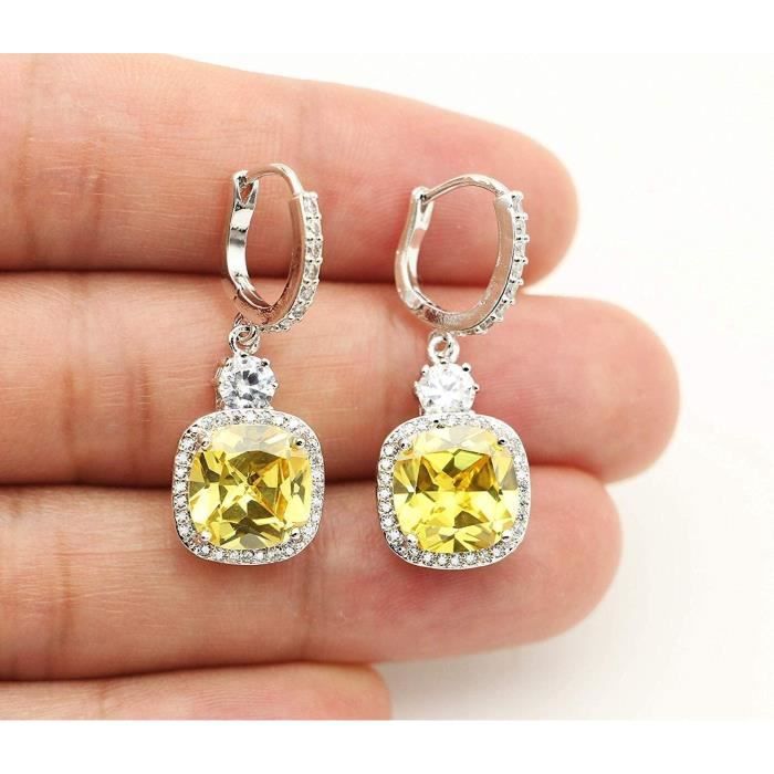 Boucles D'oreilles Argent Longues EDIBAZZAR - Avec Zircons Cubes, Pour Mariage Ou Soirée