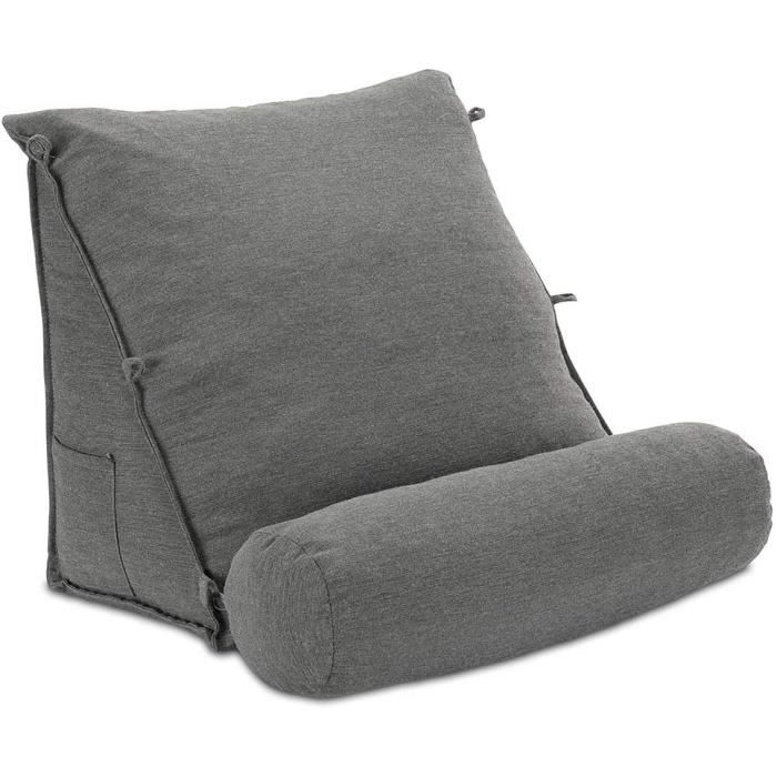 Coussin De Dossier Lit XXL 70x50 Cm - Soutien Dorsal Avec Accoudoirs, Housse Amovible - Pour Lire, Regarder La TV, Travailler Au Lit