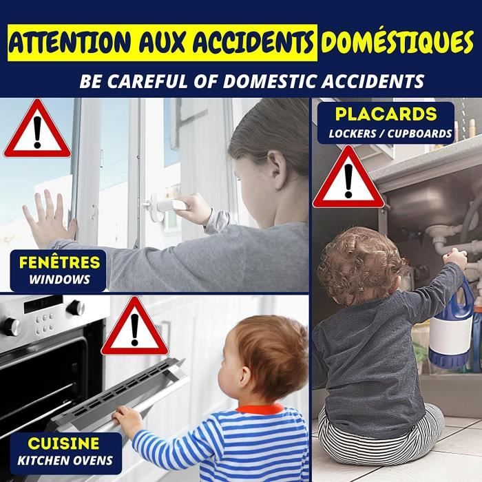 Verrou De Sécurité Enfant Pour Fenêtres Et Tiroirs - Adhésif Puissant, Sans Perçage, Blanc, 1 Dispositif + 2 Clés - 8