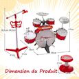 DREAMADE Kit de Batterie Enfants avec 5 Tambours, 2 Cymbales, Clavier à 8Touches, Microphone, Lumineux , Cadeau Enfants 3Ans+,-3