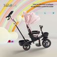FableKids Tricycle Noemi 5 en 1 avec barre de poussée à partir de 18 mois à 25 kg, marche avant et arrière, pneu en polyuréthane-3