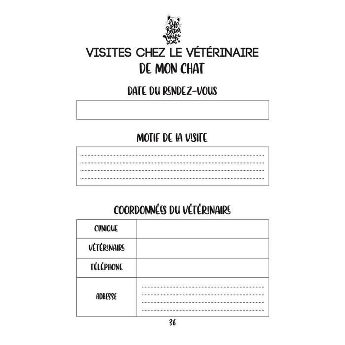 Carnet De Sante Chat Journal De Suivi Chat Chaton Fiche Identite Vaccination Vermifuges Taille Poids Visites Veterinaire Cdiscount Beaux Arts Et Loisirs Creatifs