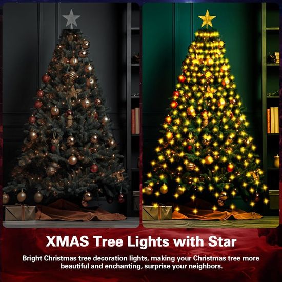 Sapin De Noël Artificiel 2,3 M Avec Guirlande LED 292 Lumières – Blanc Chaud Et Multicolore – Télécommande Et Minuterie – Pour Intérieur/extérieur