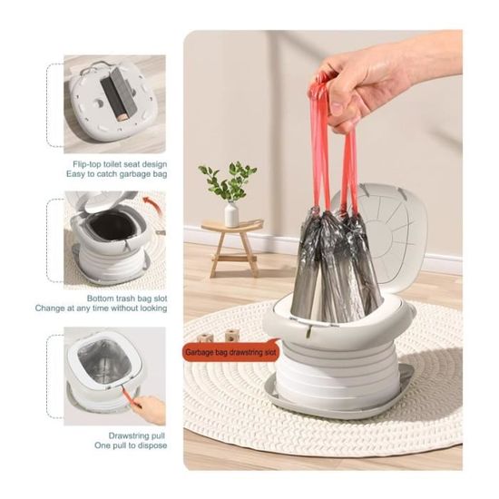 Pot Bébé Toilette Pliable - ABS étanche, Antidérapant, Avec Sac - Pour Voyages, Camping, Voiture