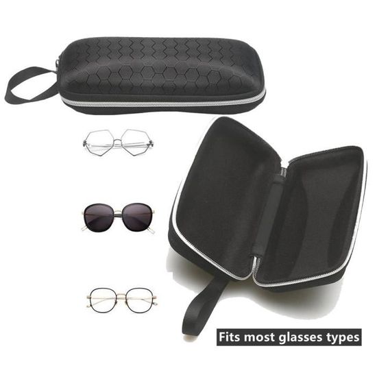 3 étuis à Lunettes Rigides En Jean - Fermeture éclair - Crochet Carabiner - Taille 16,2x6,6x4,2 Cm - Pour Lunettes De Vue Et Soleil