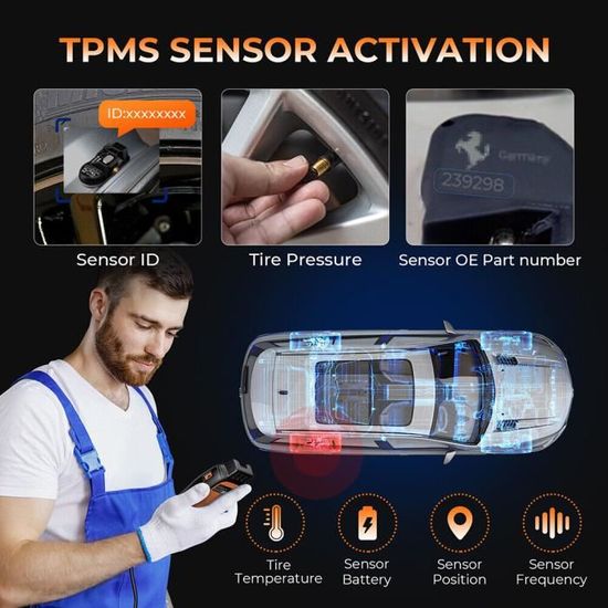 Outil TPMS OTOFIX TireGO 808 - Diagnostic Pneus WiFi, Réapprentissage Capteurs | Mise à Jour Gratuite