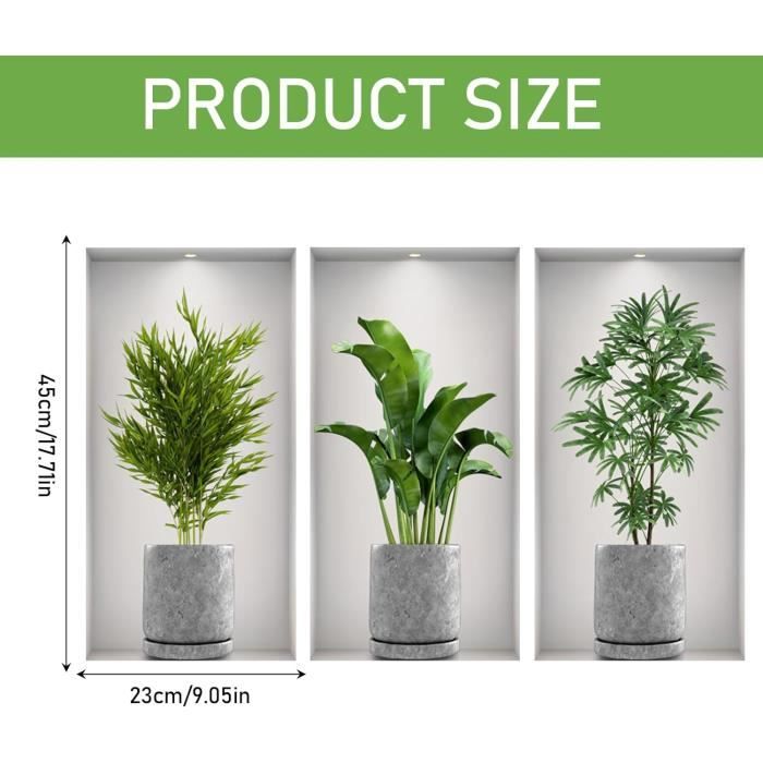 Stickers Muraux Plantes 3D - 5 Motifs Verts Déco Pour Salon Et Chambre - Autocollants Facile à Poser