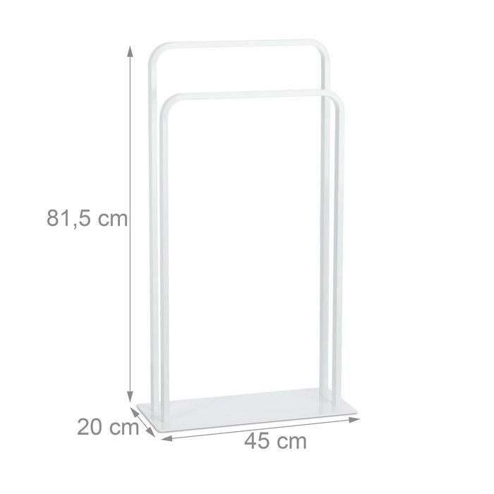 Porte-Serviettes Relaxdays 3 Bras - Métal Chromé Et Socle Verre - 80x45x20cm - Blanc Argenté