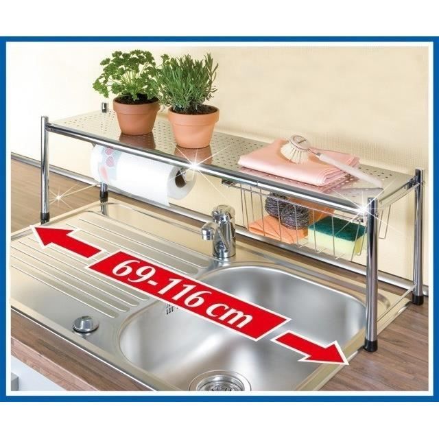 Organisateur D'évier En Aluminium Noir - Porte-éponge Sans Perçage, Avec Crochets, Rangement Cuisine Ou Salle De Bain