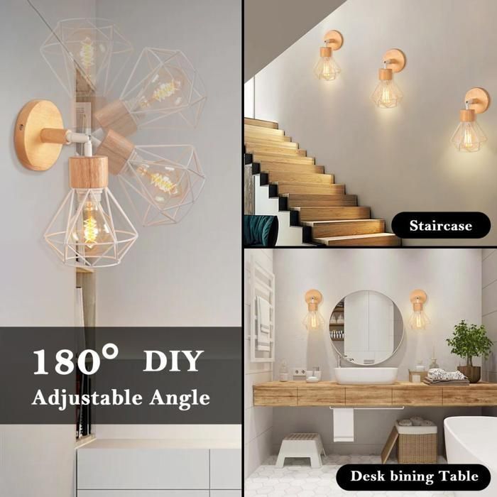 Mengjay Créatif Rétro Applique Murale Intérieur Vintage Lampe Murale Industriel Lampe De Mur Fer à Repasser Art Déco E27 Base Pour Bar, Chambre à Coucher, Cuisine, Restaurant, Café, Couloir (Noir