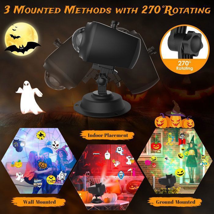 Projecteur Laser Extérieur 15W Avec 10 Diapositives Pour Noël Et Halloween - Télécommande Incluse