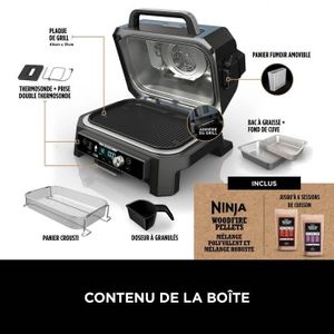 Barbecue électrique et fumoir NINJA - Woodfire Pro Connect XL OG901EU - 7 programmes de cuisson - Thermosonde intégrée