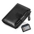 Portefeuille Homme Cuir PU, Porte-Monnaie avec Blocage RFID, 2 Compartiment à Billets et Support de Carte d'identité Amovi -0