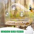 Mangeoire à oiseaux pour fenêtre Mangeoire en acrylique transparent en forme de maison étanche à ventouse extérieure-0