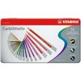 STABILO CarbOthello - Boîte métal - lot de 12 crayons de couleur fusain pastel-0