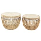 Tables en Rotin Synthétique Jaya - ALTOBUY - Lot de 2 - Plateau MDF Imitation Bambou