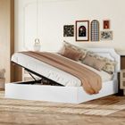 HOFURNI lit 160 x 200 avec sommier,lit coffre 160 x 200,lit double,lit adulte,lit rembourré,avec sommier à lattes,blanc