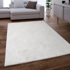 PACO HOME Tapis Poils Longs, Shaggy Pour Salon, Moelleux, Doux, Lavable, Blanc Uni [120x170 cm]