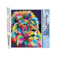 Figured'Art Peinture par Numéro Adulte Lion Pop Art 2 - Kit de Loisir Créatif DIY Numéro d'Art - 40x50cm sans châssis