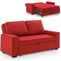 Canapé convertible ROAM - 3 places - Tissu rouge - Design contemporain