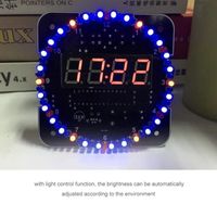 ARAMOX Kit Horloge DIY LED Horloge Électronique de Température Kit Contrôle Lumineux Rotation W/USB Câble Bleu