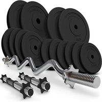 Physionics® Barres avec Disques de Poids (56 kg) - Curl Barre EZ (120 cm / Ø 30 mm) - Gym