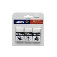 Wilson Roland-Garros Surgrip - Lot De 3 - Blanc/Bleu Marine - Surface Extra-collante - Pour Raquette De Tennis