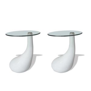 TABLE BASSE Table basse et dessus de table en verre rond blanc
