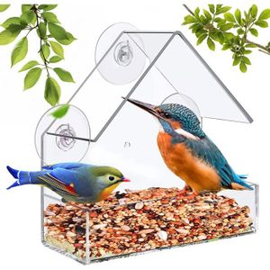 Zeqeey Mangeoires à fenêtre Acrylique Transparent, Bird Feeder Mangeoire à  Oiseaux Sauvages avec Porte-graines et 3 Ventouses Puissantes, 15.5 x 15 x  5cm : : Jardin